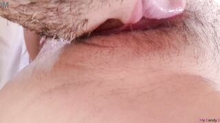 EXTREME CLOSE-UP CLITORIS! EATING AMAZING young UNSHAVED SQUIRTING PUSSY.