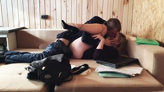 Helped with homework and fucked a student in her tight pussy