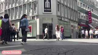 Funk City - Jeny Smith walks in public in transparent dress without panties