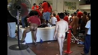 Blonde bimbo slut doing world record gangbang