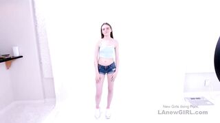 Laid back Teen gets tight pussy fucked in studio
