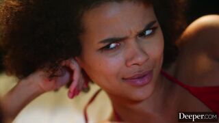 Deeper. Shy Alina and bestie Harley have intense threesome
