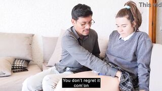 Stepfather calms down his angry stepdaughter.