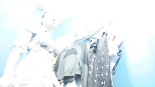 Dressing room. Hidden camera. Russian girl with big boobs and nipples
