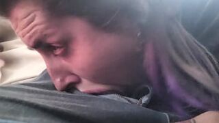He sucks a passenger's cock on the bus and I drink all his cum