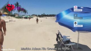 Blond married in thong on the beach, paying breast for Popsicle seller in RN
