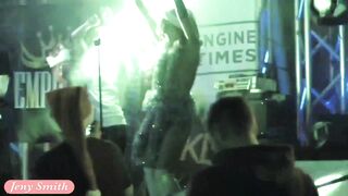 She wore only a tinsel at club! Public flashing