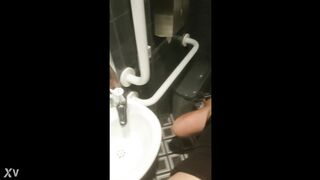 fucked from behind in a public toilet