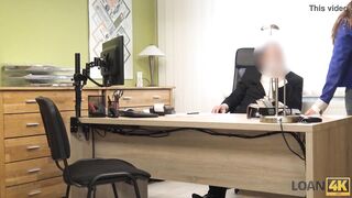 LOAN4K. Bank clerk eager to see his client's huge fake tits