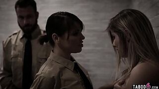 Male and female officer tag team naive teen delinquent