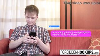 Big boobed babe takes her step-brothers fat cock