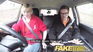 Fake Driving School Back seat pussy squirting and creampie for art student