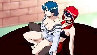 Lesbian hentai fuck with strap-on