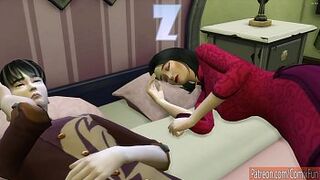 Japanese Son Fucks Japanese Mom After His Cheek Ached And He Went To Bed Next To His Mother Sharing The Bed Together - Family Sex Taboo