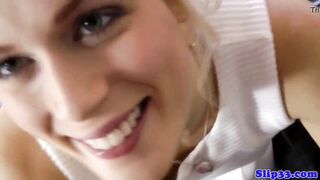 British schoolgirl cocksucks and rides oldman