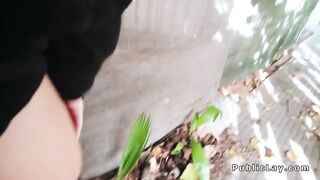 Cutie anal banged from behind outdoor