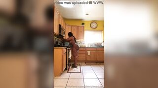 Solo Cherokee big booty cleaning kitchen naked
