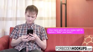 Big boobed babe takes her step-brothers fat cock
