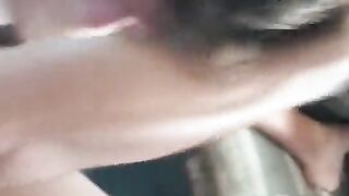 Chubby blonde bimbo sucking dick