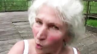 Dirty granny toy fucking her old hairy slit