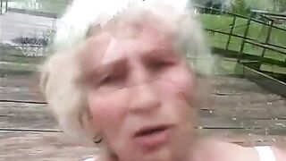Dirty granny toy fucking her old hairy slit
