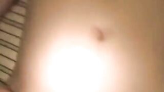 Chubby brunette girlfriend riding her BF's hard cock HOMEMADE
