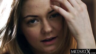 Gorgeous blonde goes face down ass up to masturbate vigorously