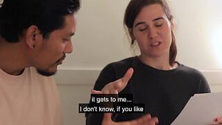 Roommates fool around after rehearsing a script.