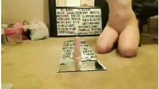 Redhead's first squirt on webcam