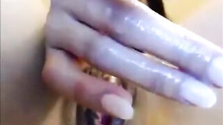 Cam girl finger fucks her pussy on webcam! - Closeup