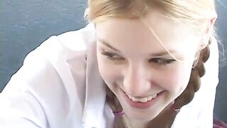 In The Schoolbus-2 cute blow and fuck . HD