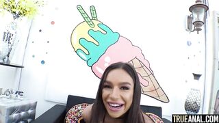 TRUE ANAL Gorgeous brunette babe April Olsen has her picture perfect booty creampied