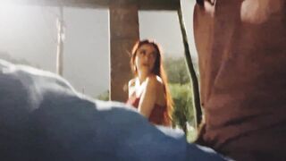 Risky handjob for hot girl at the bus stop!