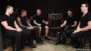 Babe gangbang fucked by addicted group