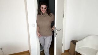Huge Step Mother’s boobs were caught by her tired Step Son and she asked him to cum on her bra