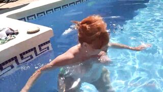 AuntJudys - Busty Mature Redhead Melanie goes for a swim