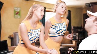 cheerleaders and coach