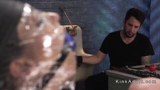 Tied up hottie gagged and rough fucked