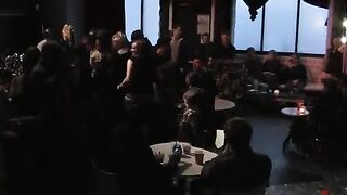Public Party Plays with Caged Slave