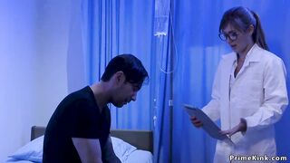 Mad patient anal fucks tied doctor