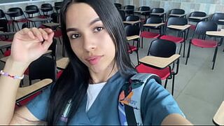 University student secretly masturbates in the university bathroom