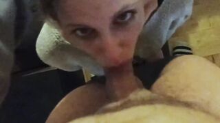 Submissive Blonde Slut on on her knees doing what she does best!