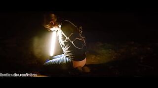 GAGGING ON THE LIGHT (TRAILER) -- face fucking and gagging on the beach at night