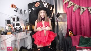 Teen in Halloween costume has anal with her BF