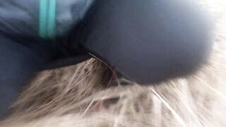 She pissed under a tree. Piss pouring out of pussy
