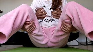 teasing small tits and wet horny pussy 18yo stepsister in pajama
