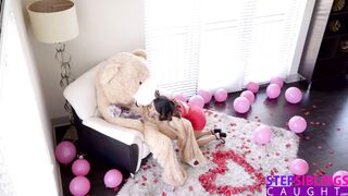Petite Stepsis Jasmine Grey gets a Surprise Giant Teddy Bear Dicking down Tha...