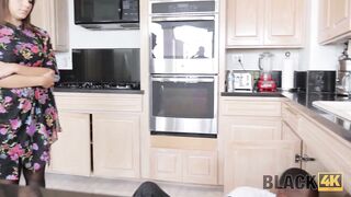 BLACK4K. Excited beauty tricks black handyman into interracial affair
