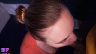 Babe stranger gives blowjob at party