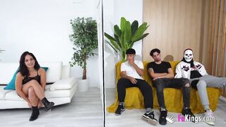 Amazing sexy Blind Date with Rebeka Rock and several young rookies!